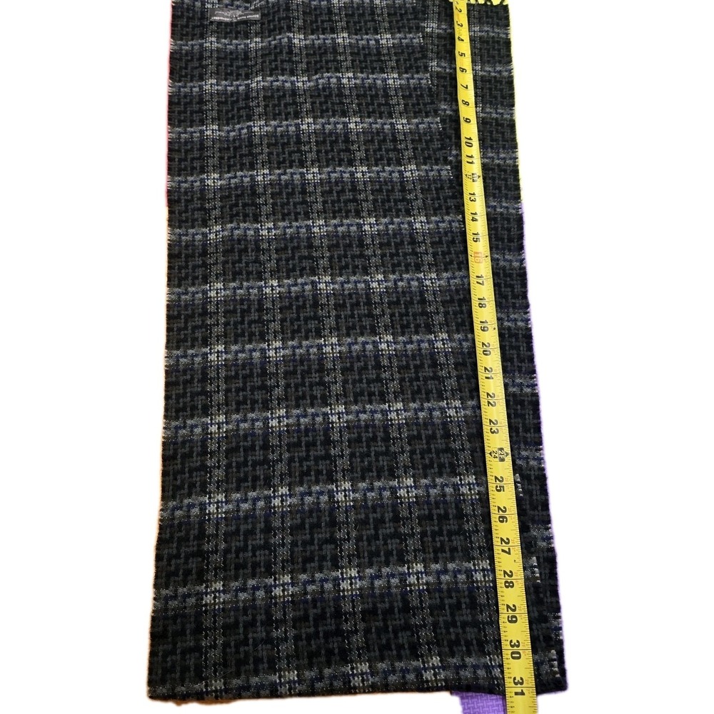 D&Y Softer Than Cashmere Scarf Gray Blue Plaid Checkered 100% Acrylic Soft 12x64
